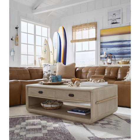 Salt Life Home Sunset Cove Sanibel Brown Rectangular Cocktail Table with Casters