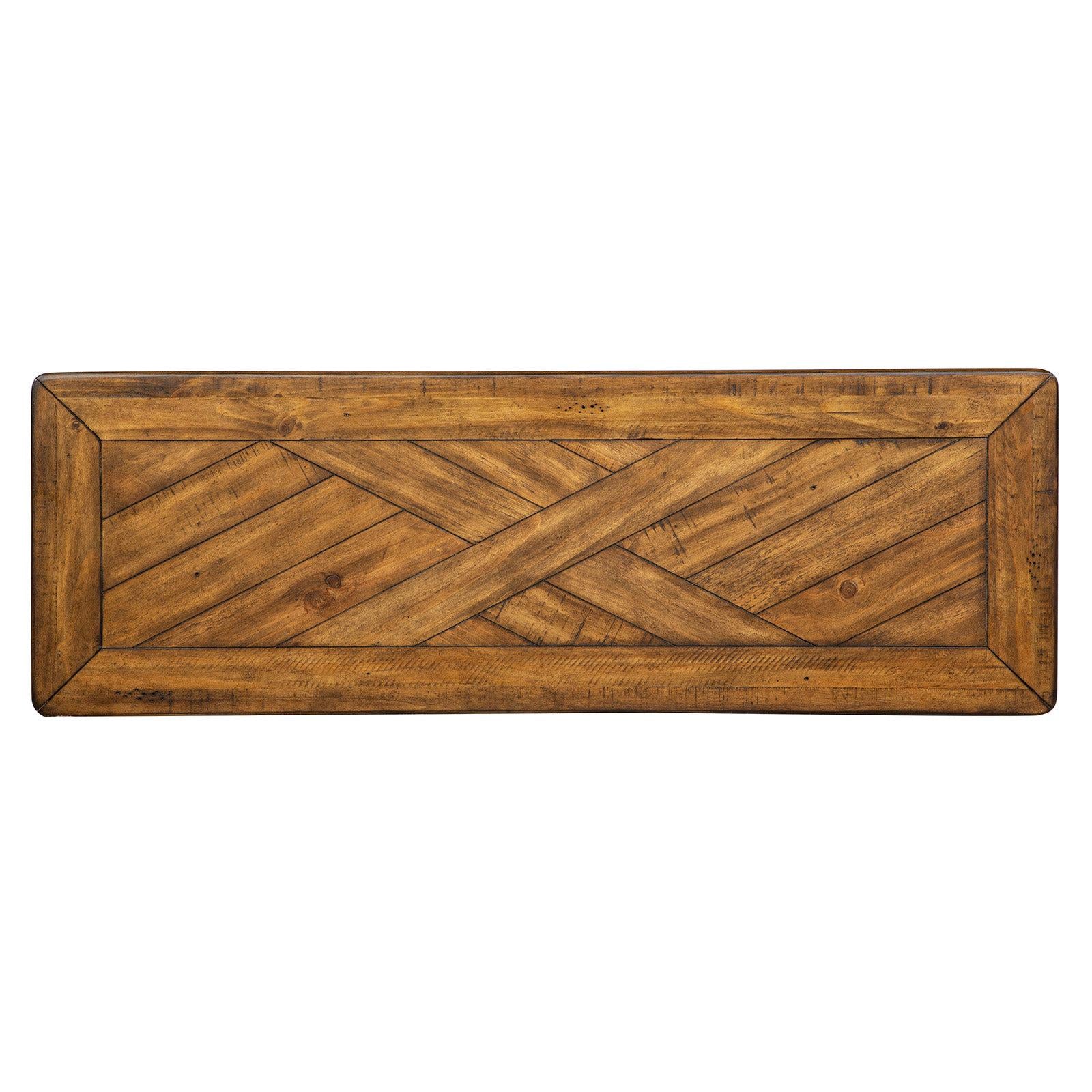 Magnussen Home Chesterfield Farmhouse Timber Rectangular Sofa Table