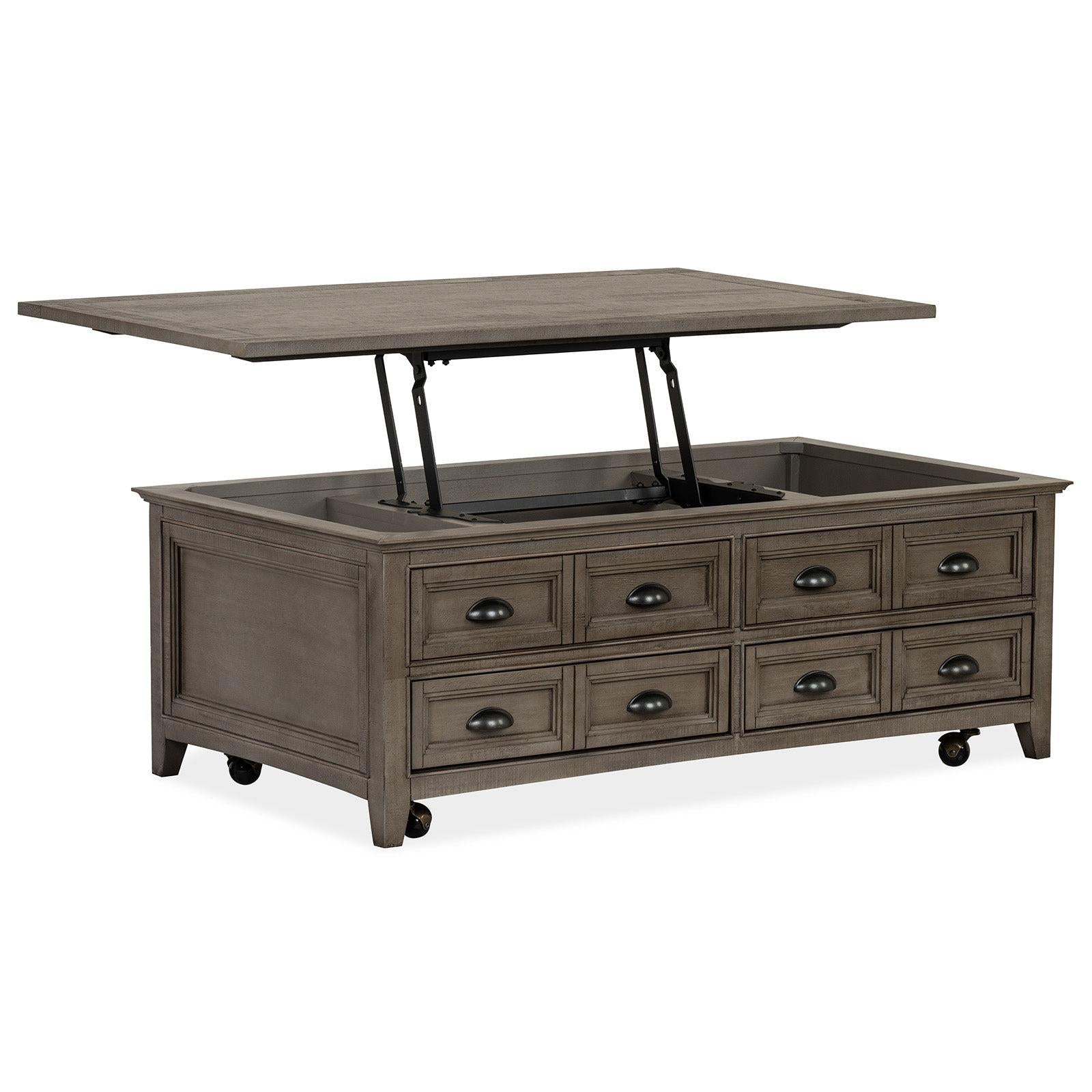 Magnussen Home Paxton Place Dovetail Grey Lift Top Storage Cocktail Table With Casters