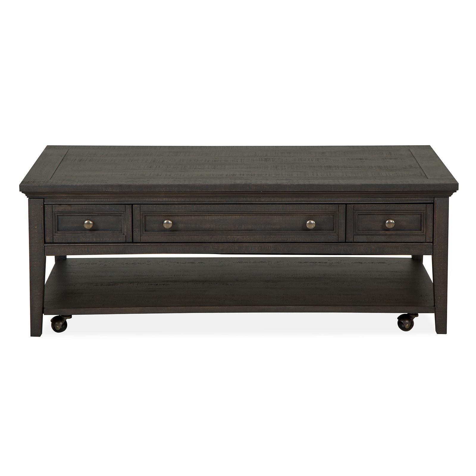 Magnussen Home Westley Falls Graphite Rectangular Cocktail Table With Casters