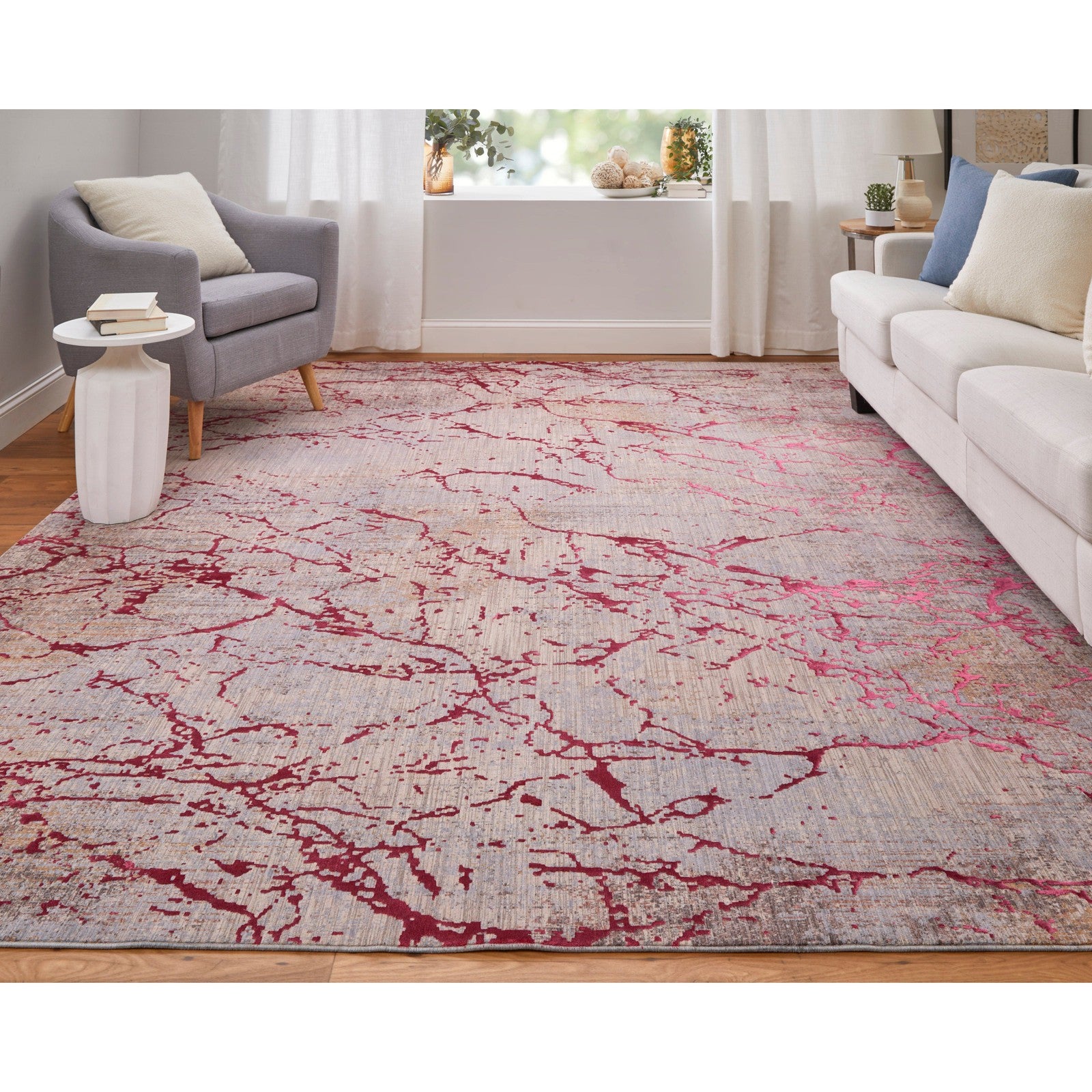 Feizy Pryor 39NEF Modern Abstract in Pink/Gray/Taupe