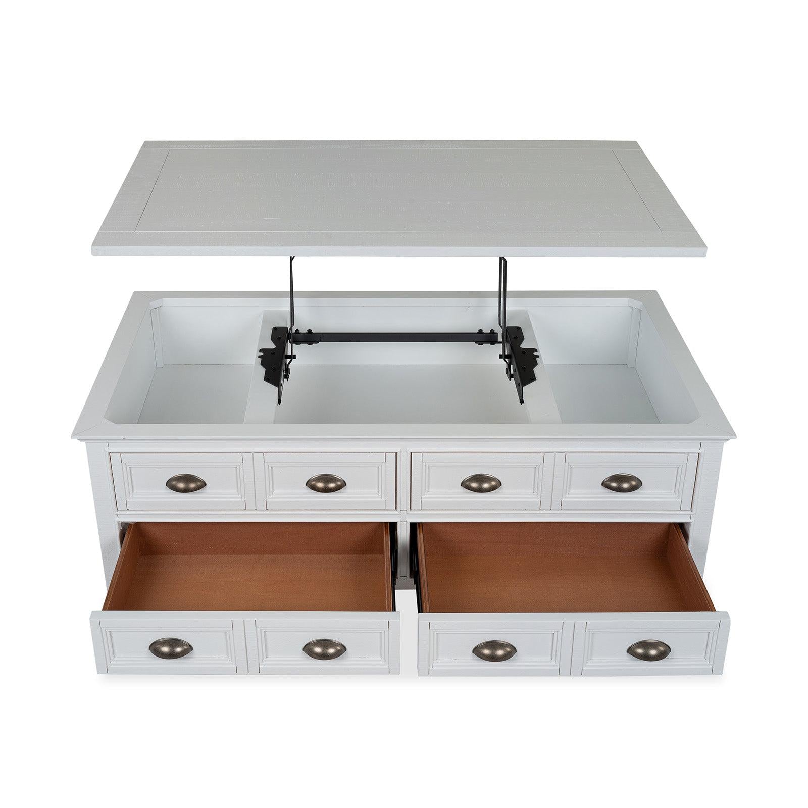 Magnussen Home Heron Cove Chalk White Lift Top Storage Cocktail Table With Casters