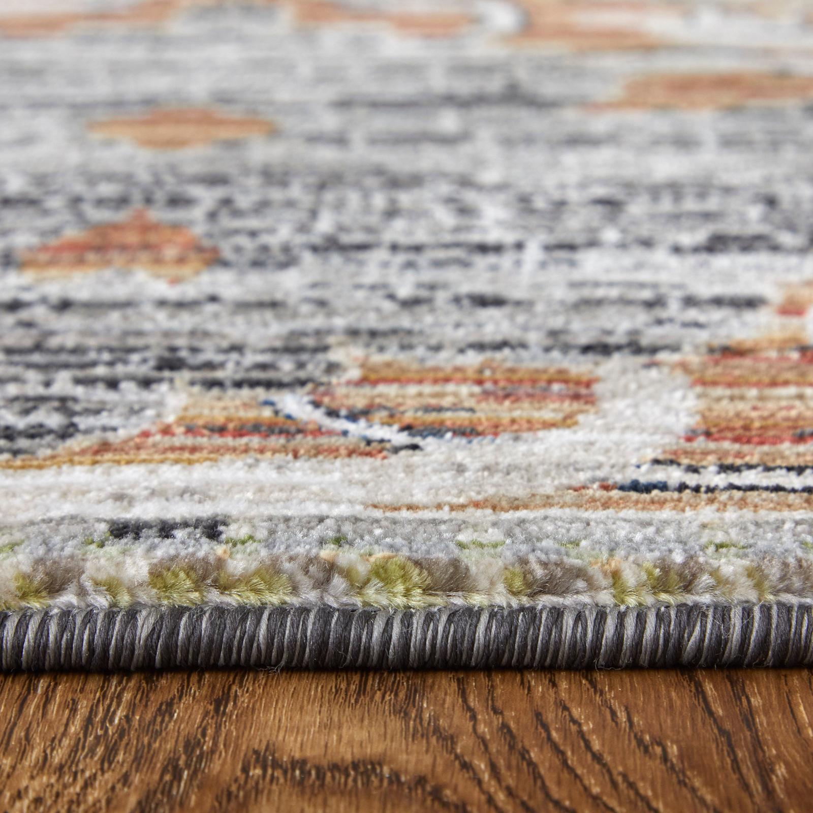 Feizy Melrose 39P2F Transitional Ikat Rug in Ivory/Red/Gray
