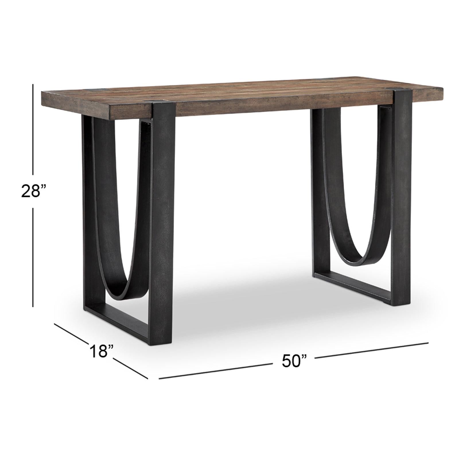 Magnussen Home Bowden Rustic Honey And Distressed Iron Rectangular Sofa Table