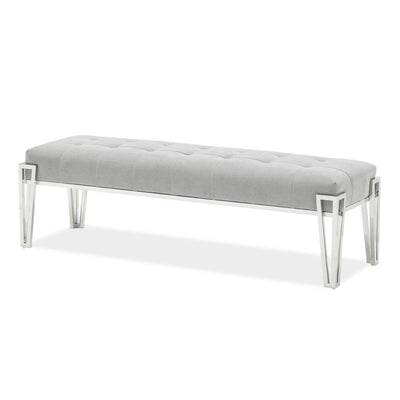 Michael Amini Rose Velvet Accent Bench - Gray/Chrome