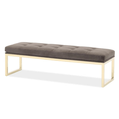 Michael Amini Dahlia Velvet Accent Bench - Chocolate/Gold