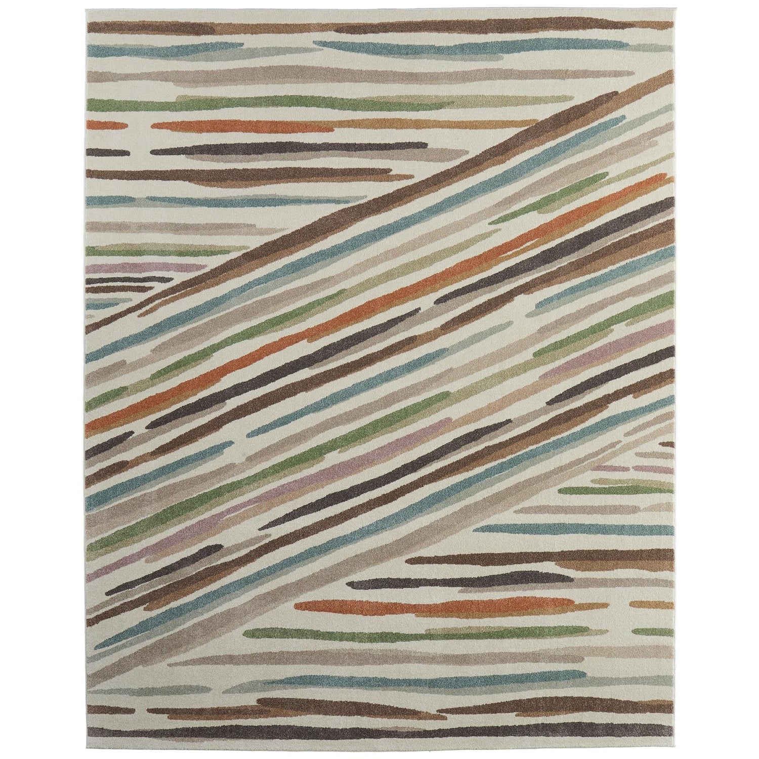 Feizy Eden 39QXF Modern Abstract Rug in Ivory/Brown/Blue