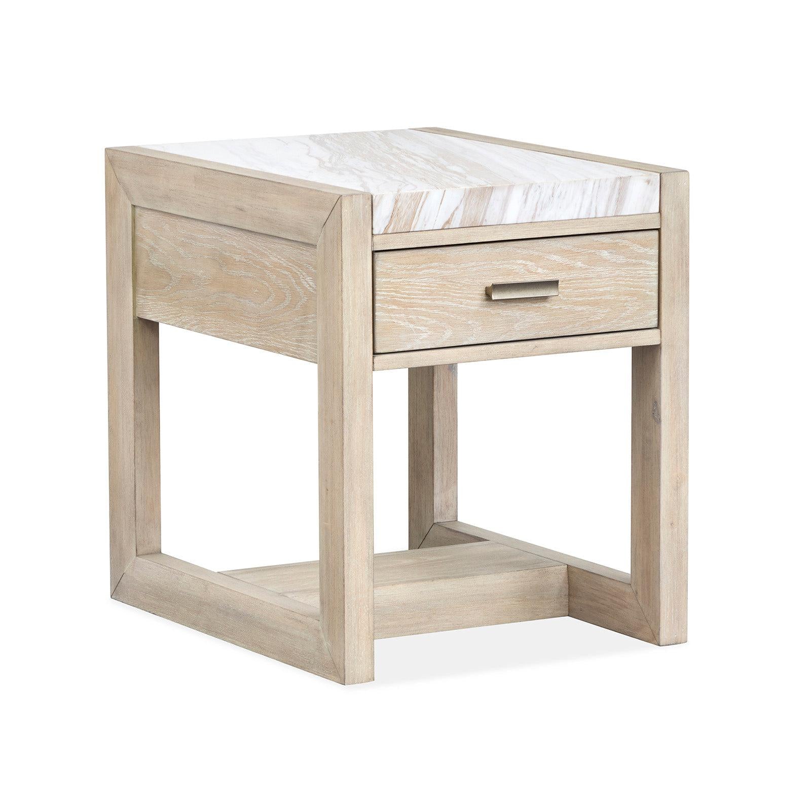Magnussen Home Preston Gallery Buff And Antique Silver Rectangular End Table