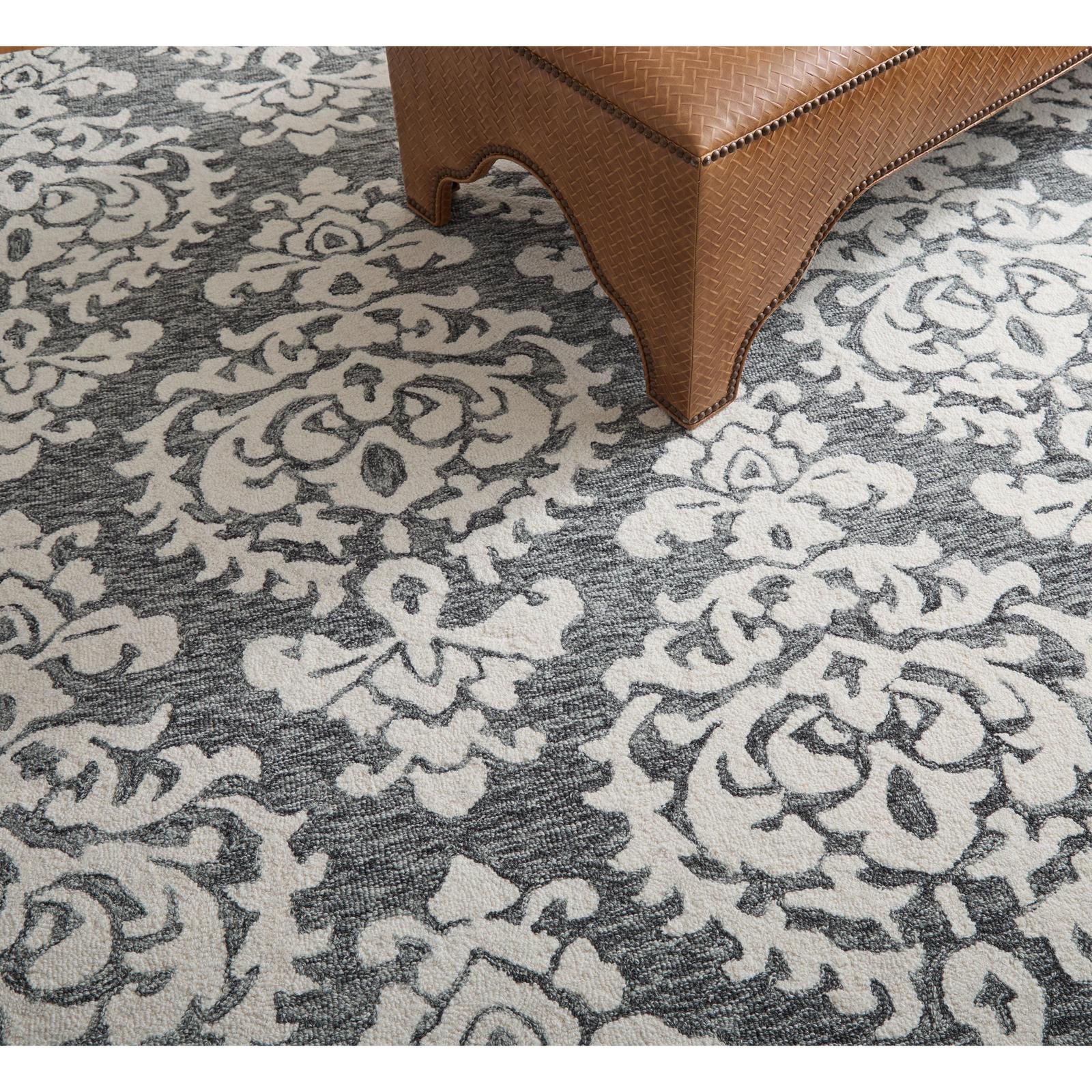 Feizy Belfort 8A26F Traditional Floral & Botanical Rug in Gray/Ivory/Black