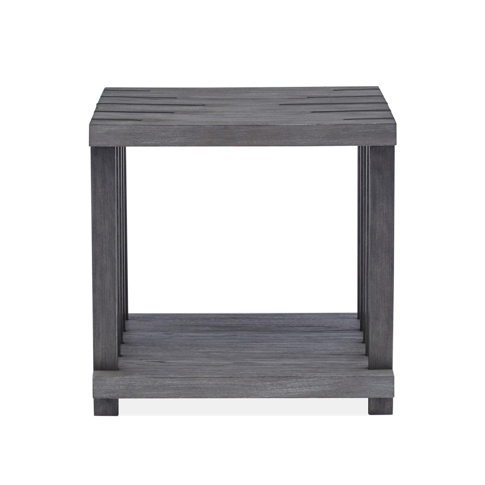 Magnussen Home Eldridge Weathered Gravel And Satin Bronze Rectangular End Table