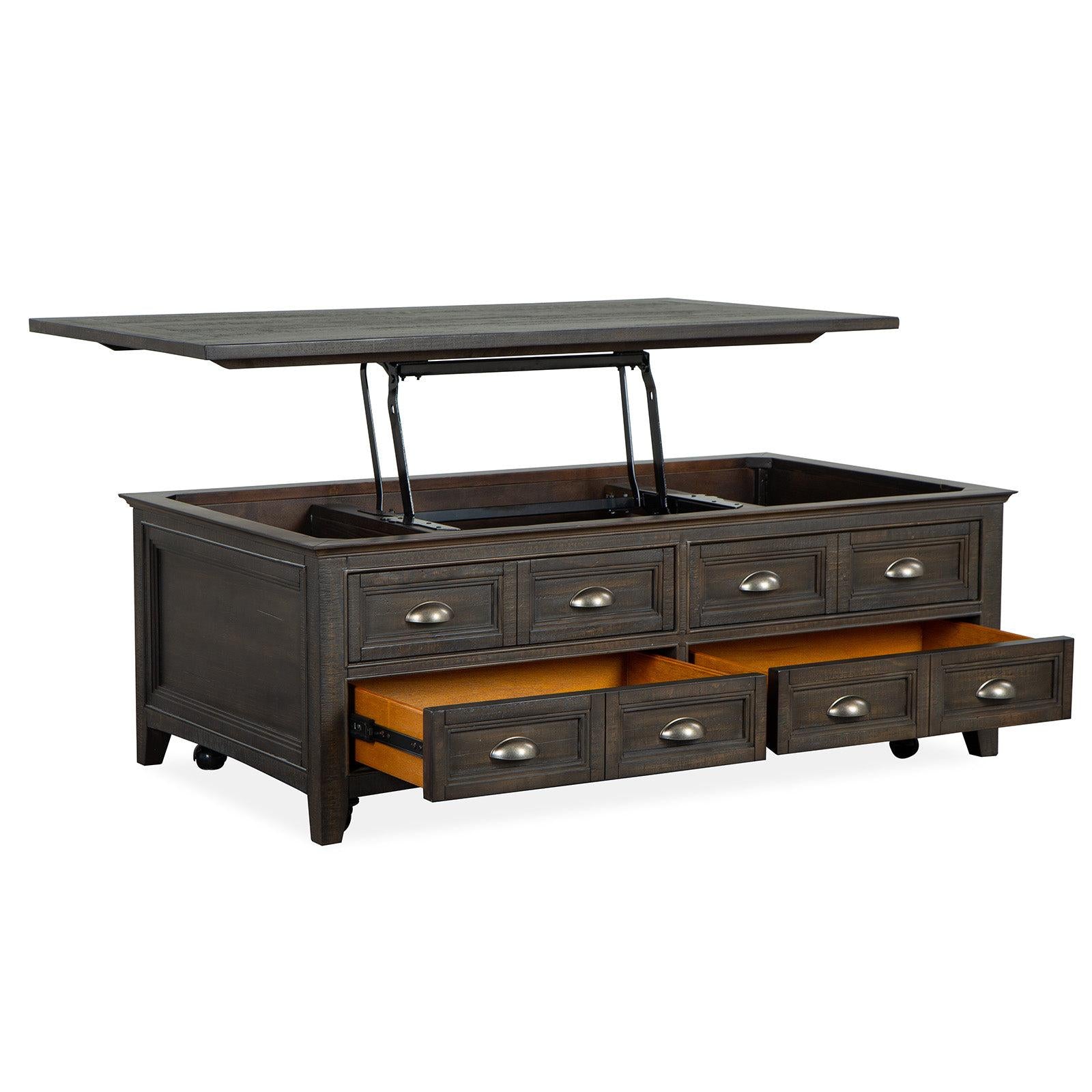 Magnussen Home Westley Falls Graphite Lift Top Storage Cocktail Table With Casters