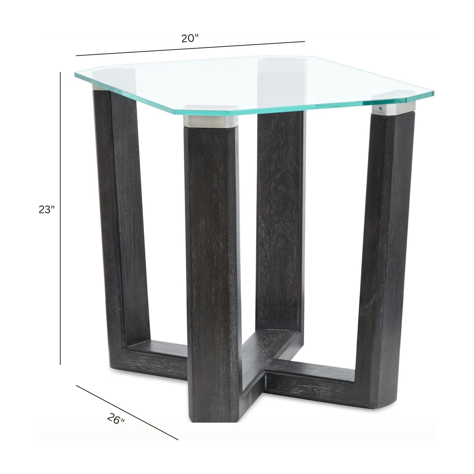 Magnussen Home Wexler Black Truffle And Clear Glass Rectangular End Table