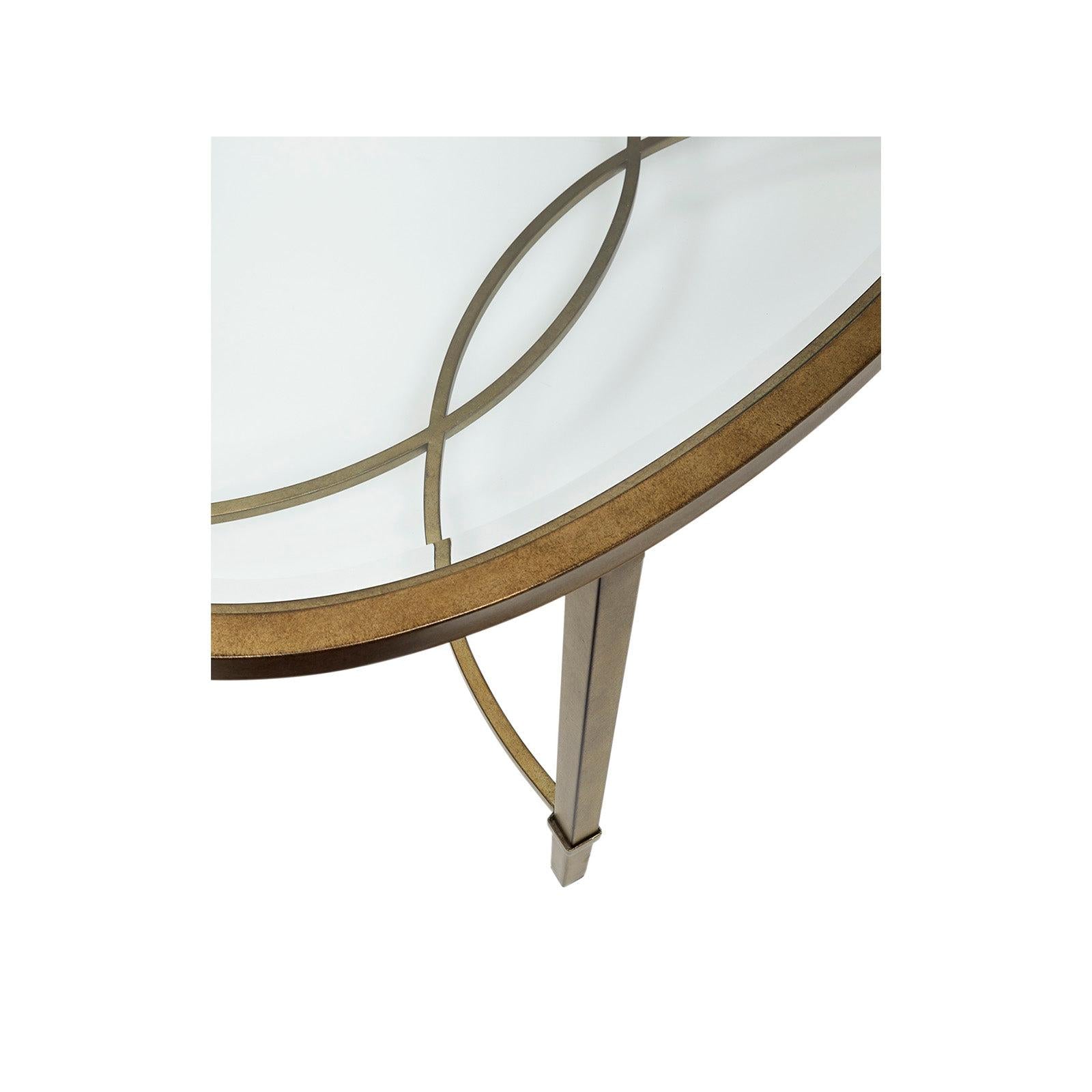 Magnussen Home Copia Antiqued Silver With Gold Tint Oval Cocktail Table