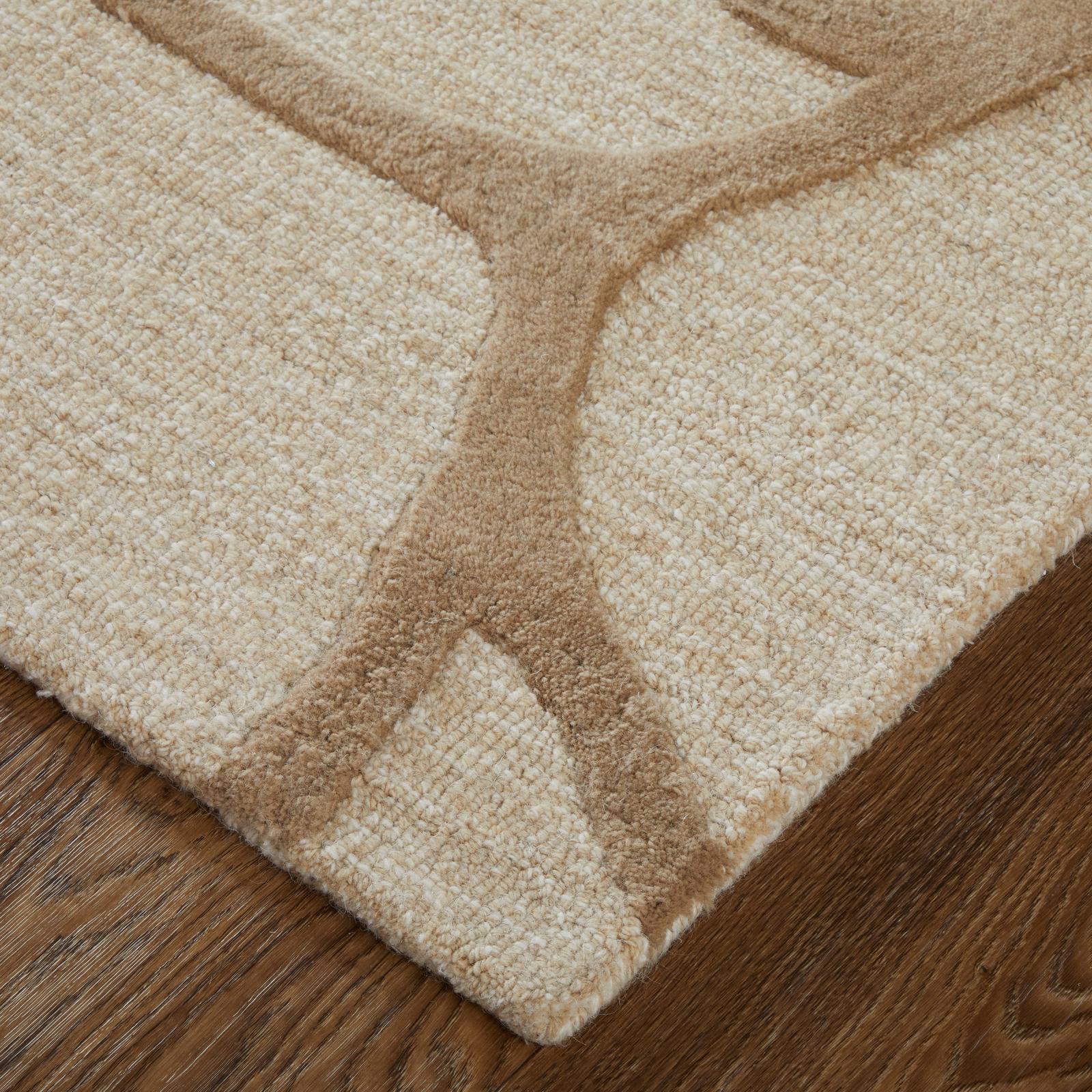Feizy Kimball 8A32F Transitional Abstract Rug in Ivory/Brown/Tan