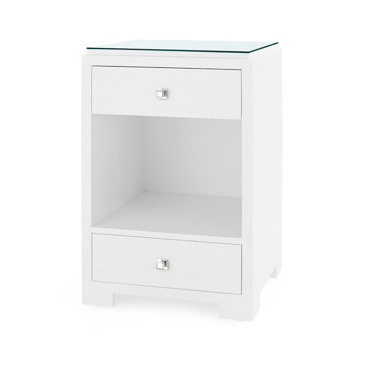Villa & House Fedor 2-Drawer Side Table with Glass Top