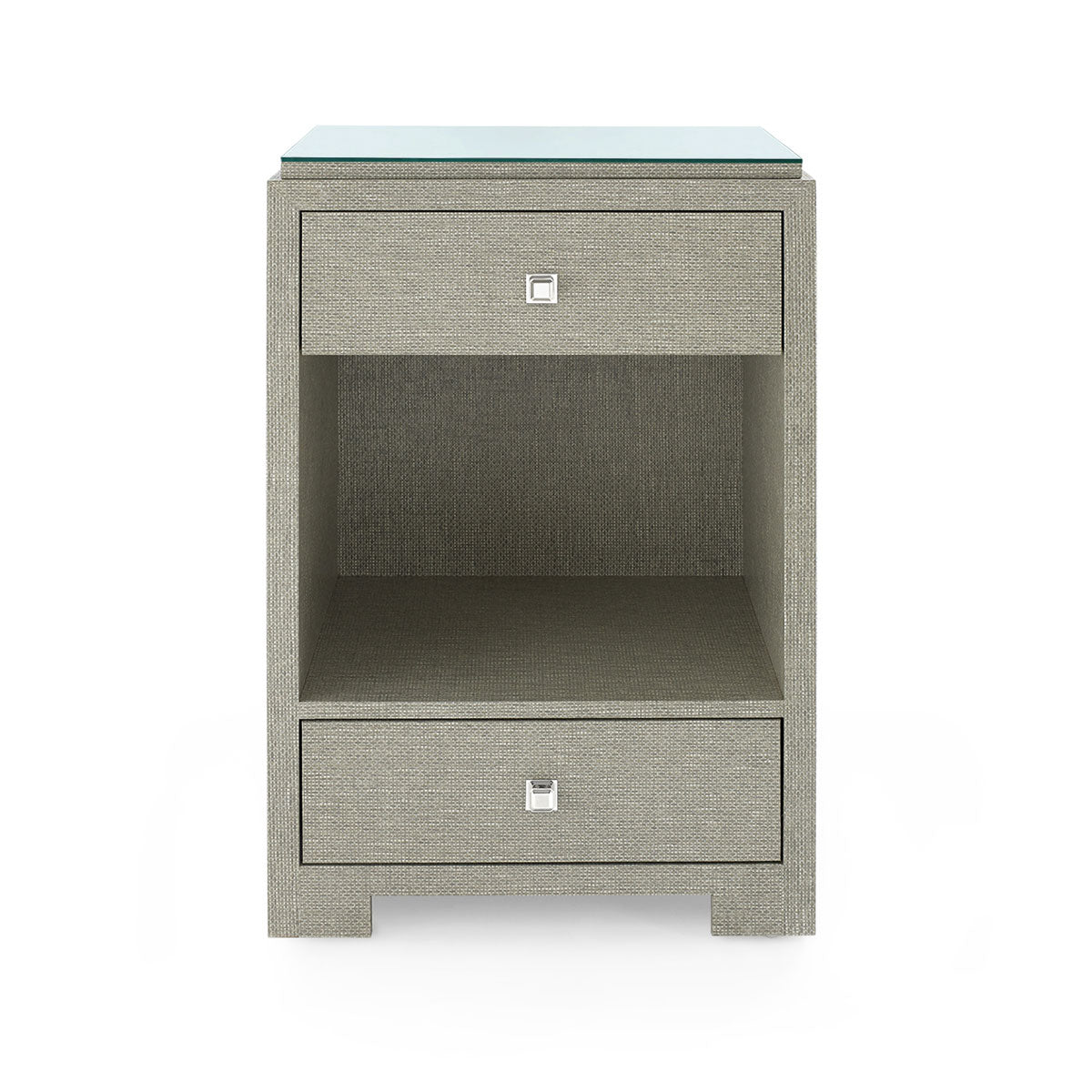 Villa & House Fedor 2-Drawer Side Table with Glass Top
