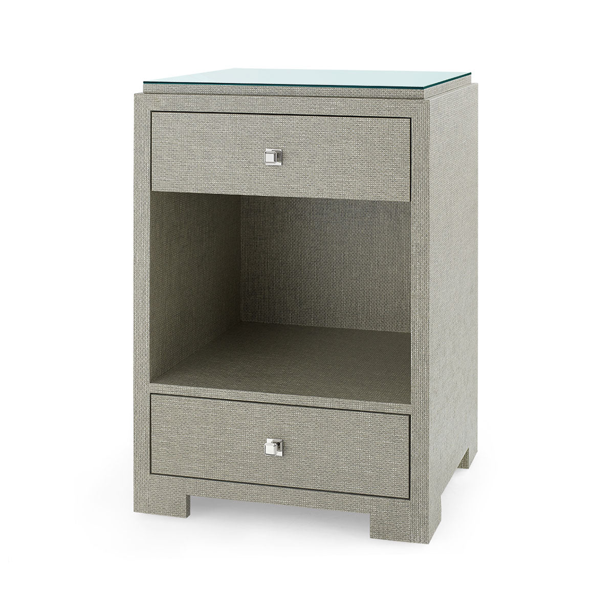 Villa & House Fedor 2-Drawer Side Table with Glass Top