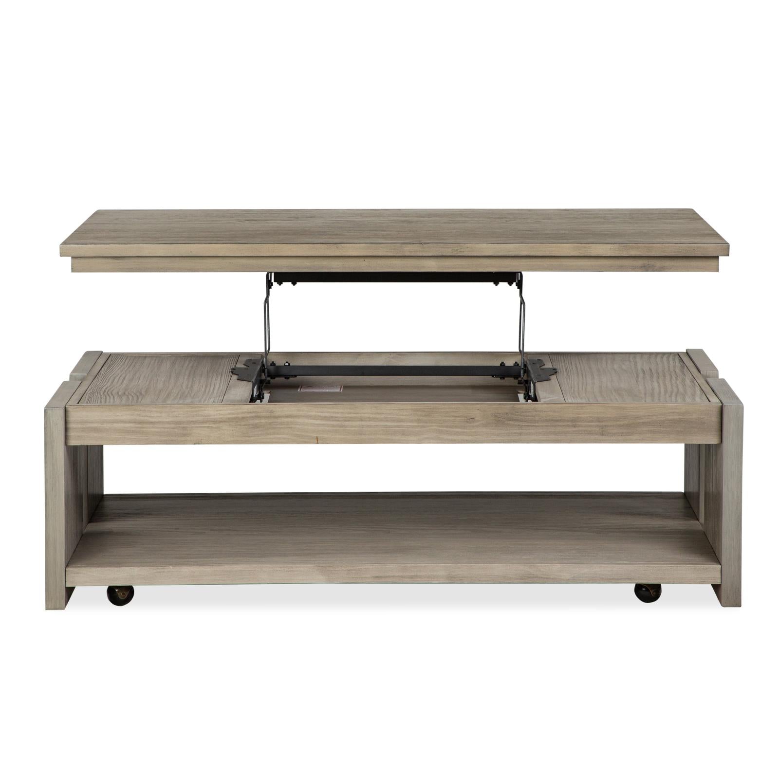 Magnussen Home Conrad Stone Harbor Grey Rectangular Lift Top Storage Cocktail Table With Casters
