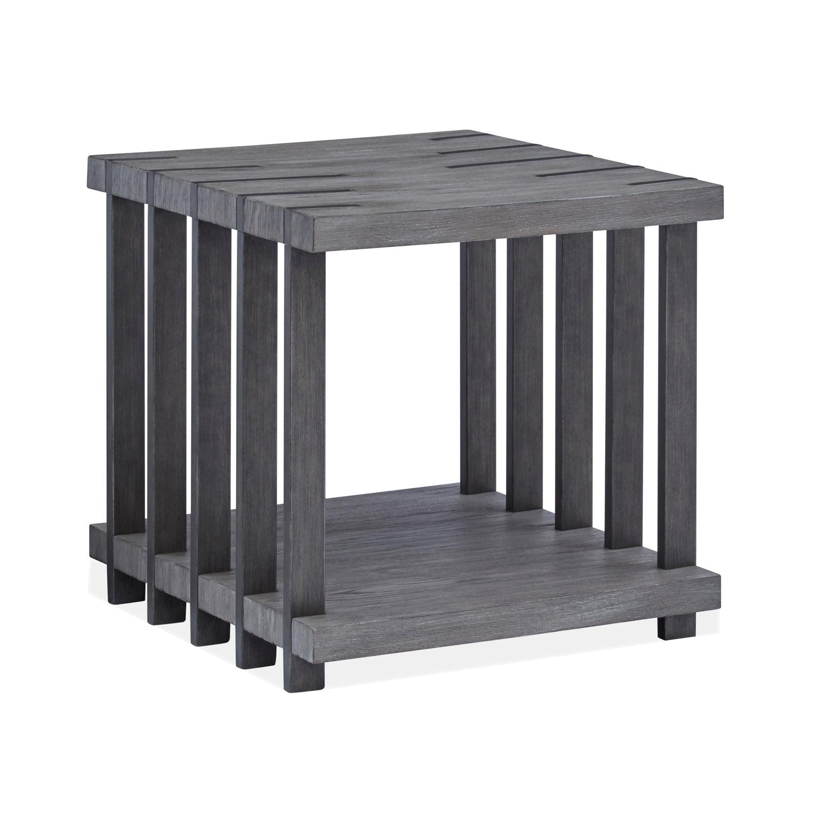 Magnussen Home Eldridge Weathered Gravel And Satin Bronze Rectangular End Table