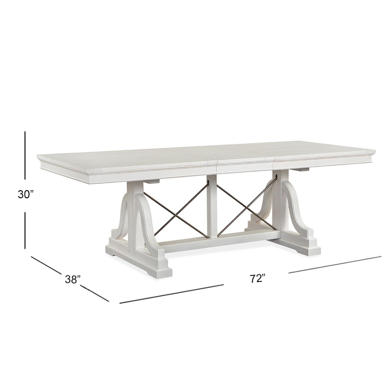 Magnussen Home Heron Cove Chalk White And Dovetail Grey Extendable Trestle Dining Table