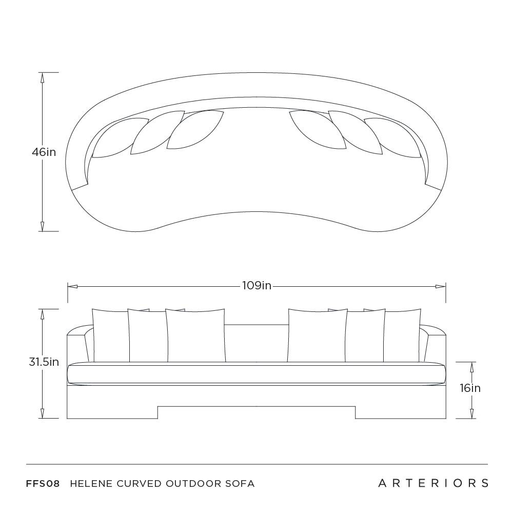 Arteriors Helene Curved Outdoor Sofa