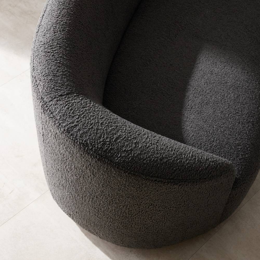 Arteriors Turner Sofa Charcoal Sherpa White Oyster Clearance