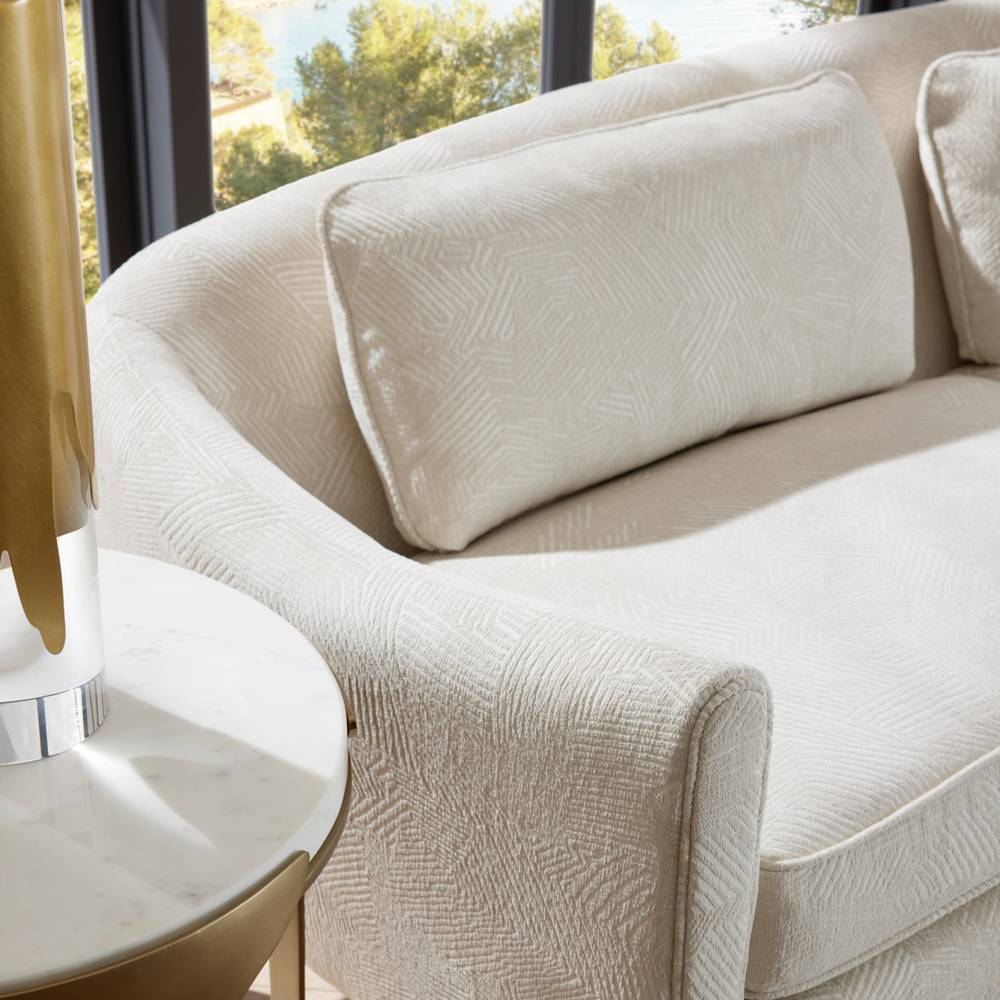 Arteriors Vincent Sofa Textured Ivory Dark Walnut