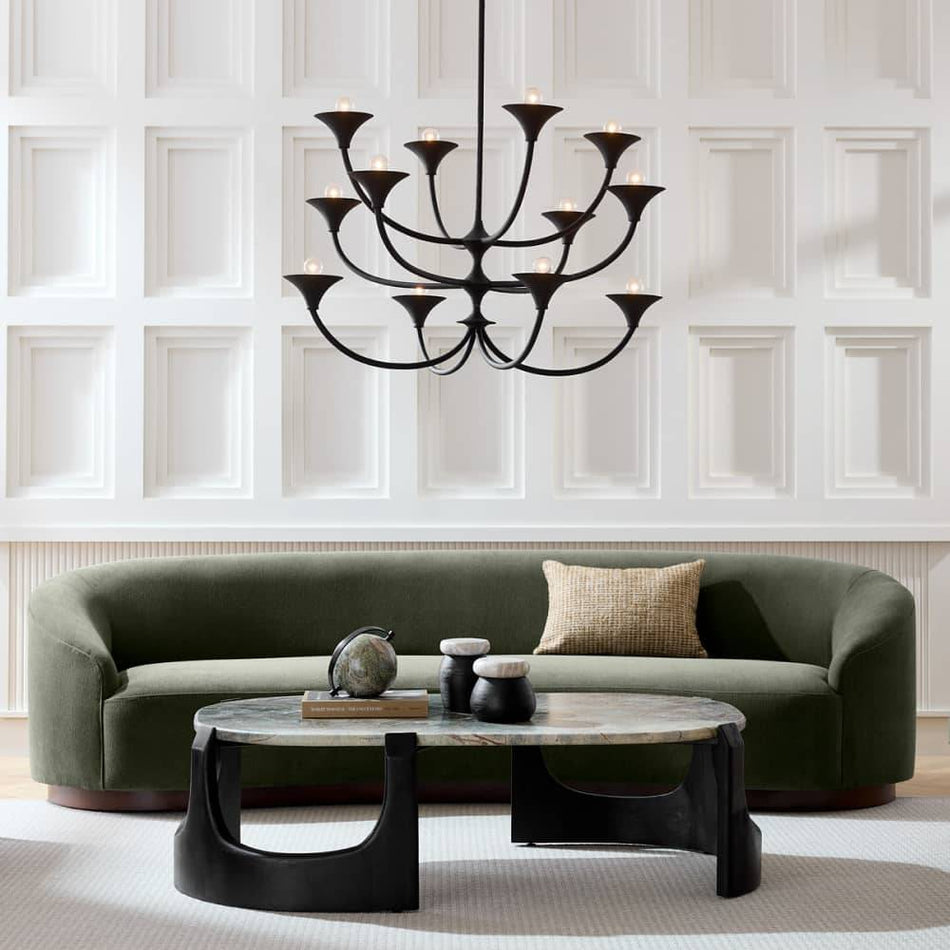 Arteriors Turner Sofa Pine Performance Chenille Dark Walnut