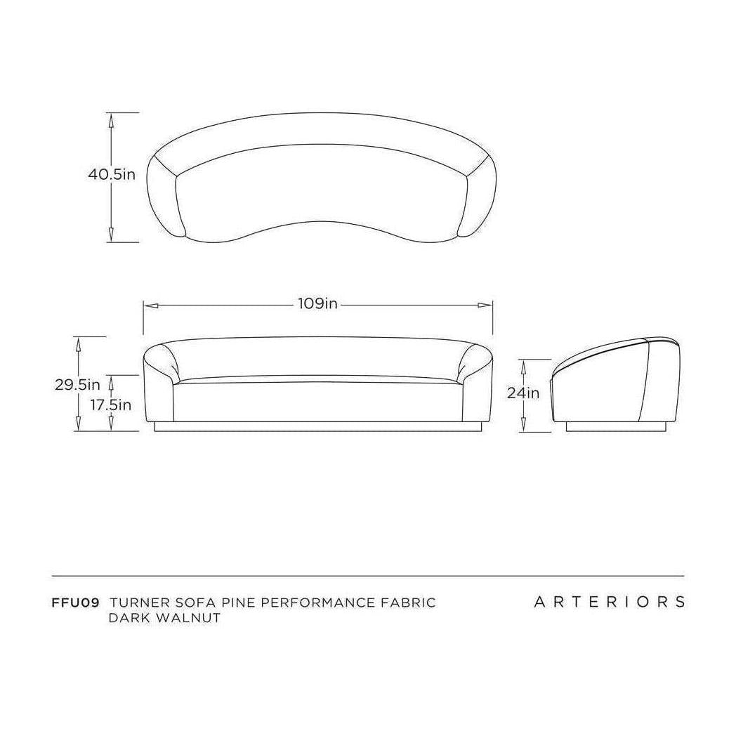 Arteriors Turner Sofa Pine Performance Chenille Dark Walnut