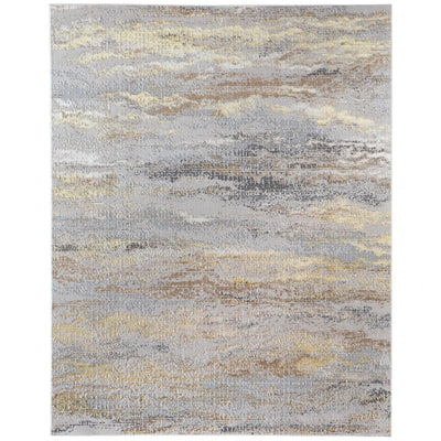 Feizy Aura 3735F Modern Abstract Rug in Gold/Gray/Ivory