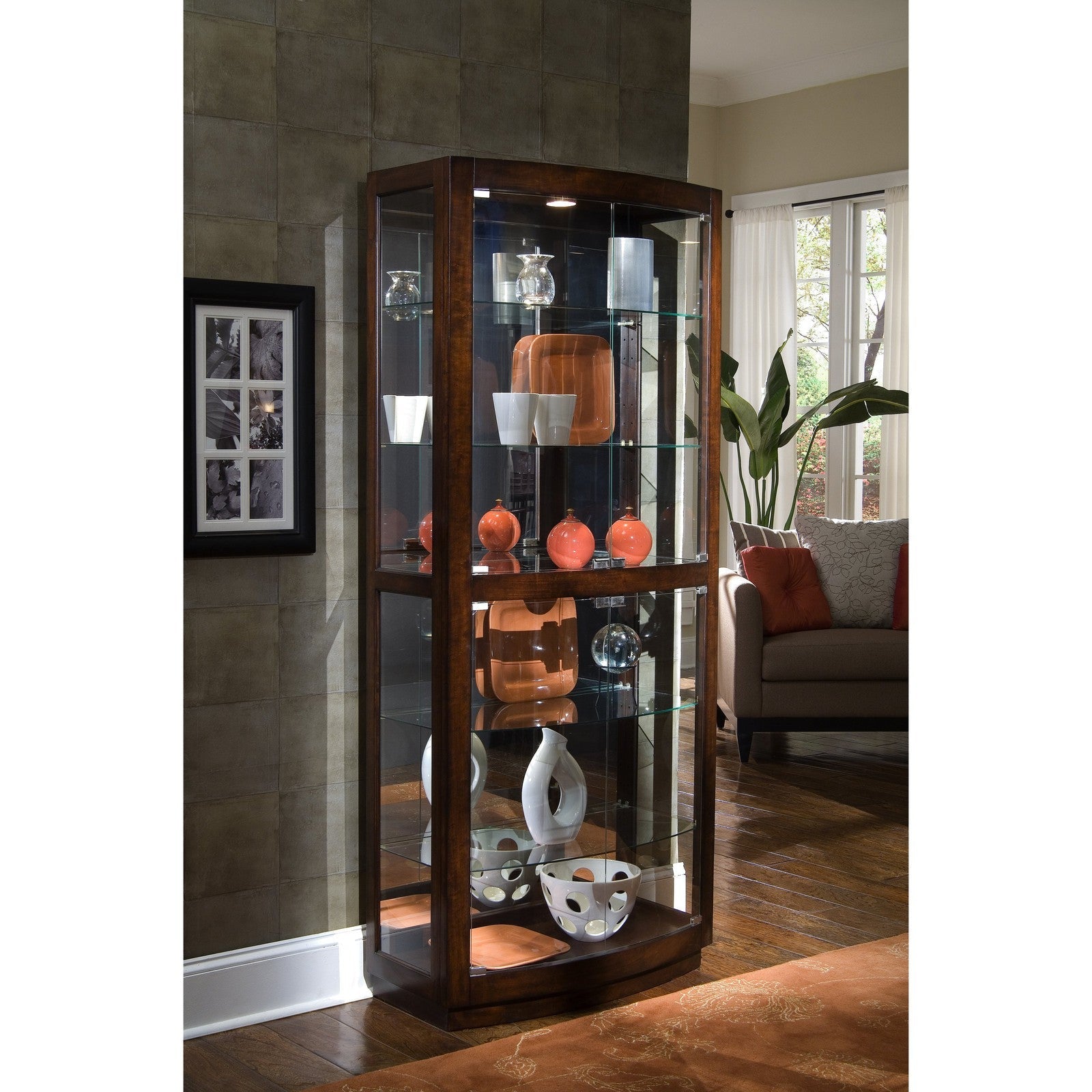 Pulaski Furniture PFC Curios Curved Front 5 Shelf Curio Cabinet
