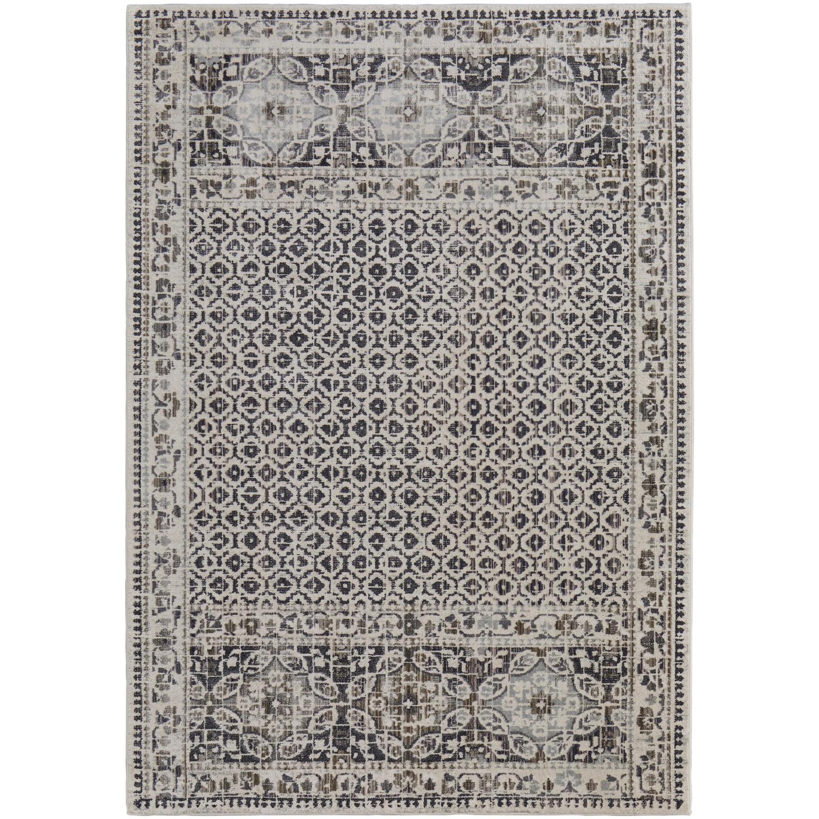 Feizy Kano 3874F Transitional Distressed Rug in Ivory/Taupe/Gray