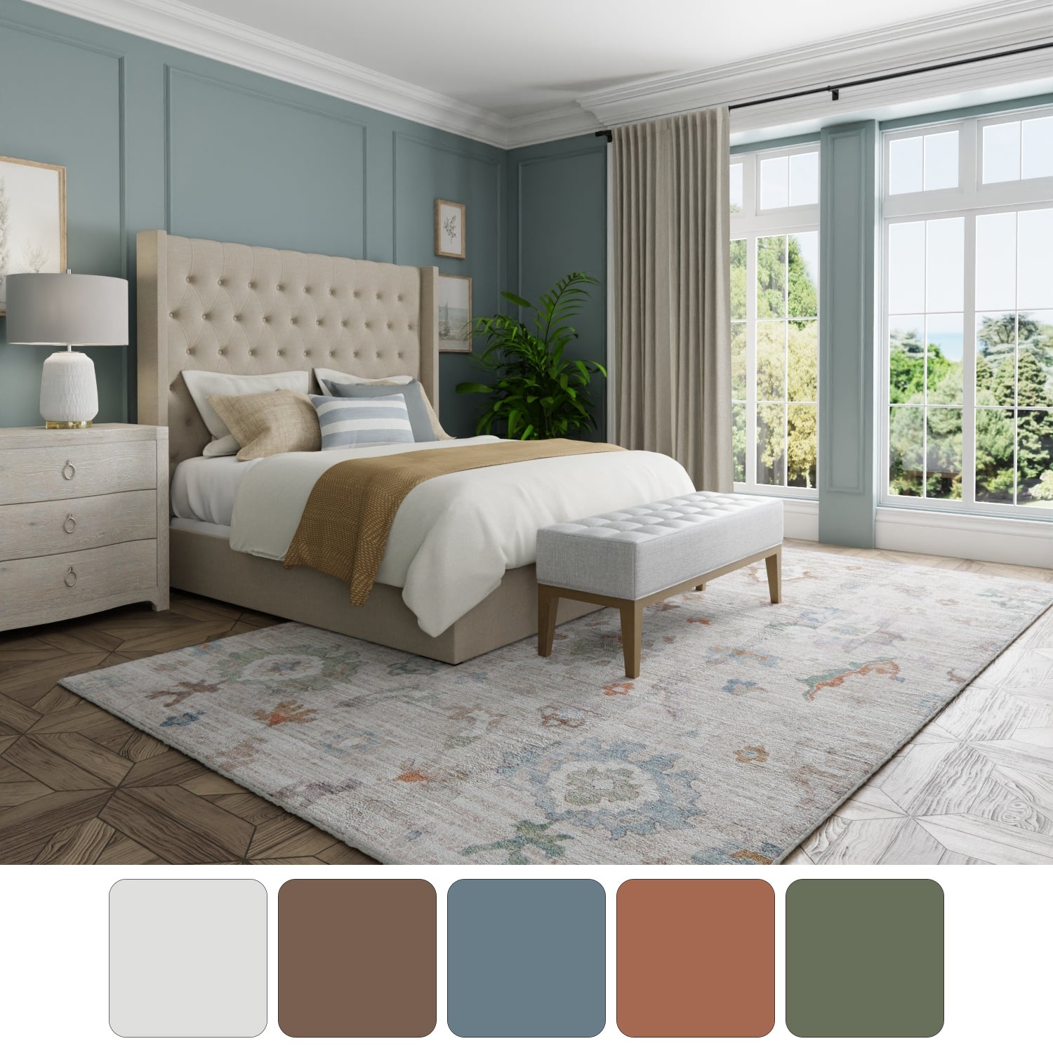 Feizy Dartmouth 39QKF Transitional Abstract Rug in Tan/Brown/Blue