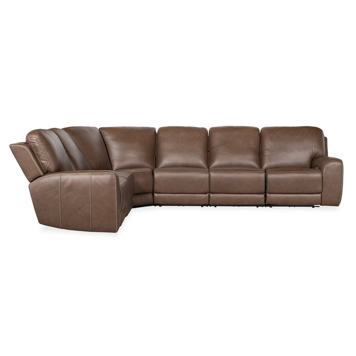 Hooker Furniture Torres 6 Piece Sectional - Brown - 3 Recliner