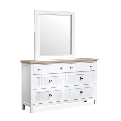 Salt Life Home Windmill Harbour White Whisp and Sand Double Drawer Dresser with Portrait Mirror Sale