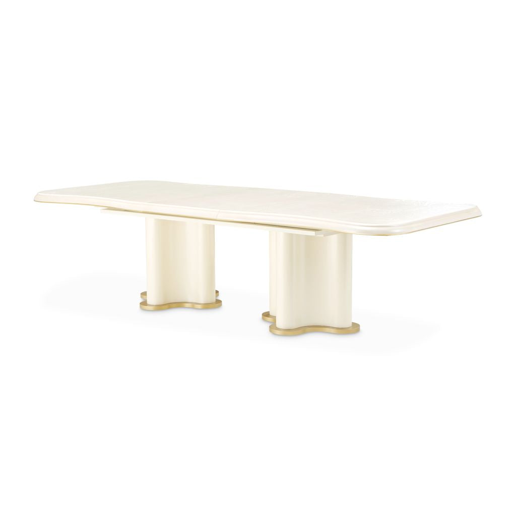 Michael Amini La Terrazza Double Pedestal Dining Table - Creamy Pearl