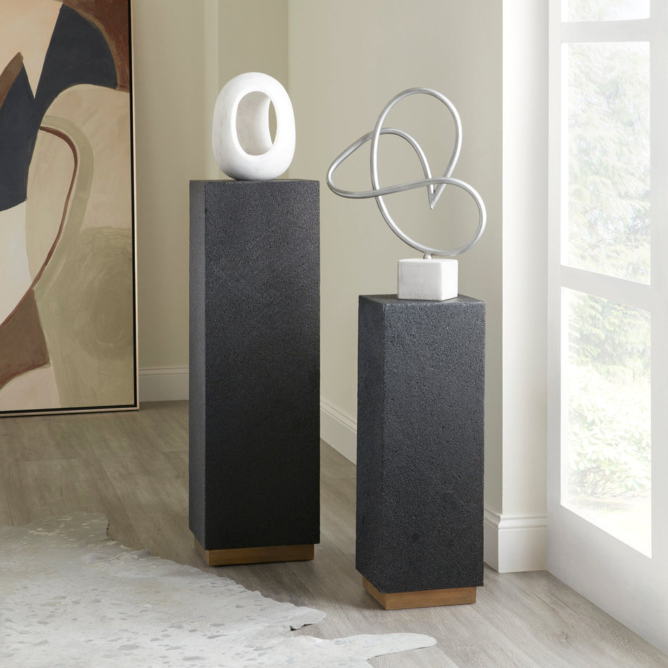 Pulaski Furniture Small Lava Stone Metal Base Pedestal