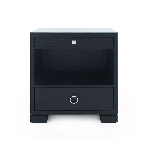 Villa & House Frances 2-Drawer Side Table with Glass Top