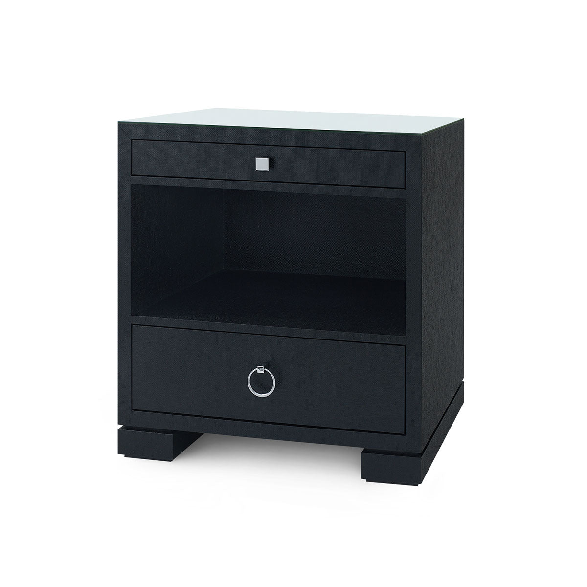 Villa & House Frances 2-Drawer Side Table with Glass Top