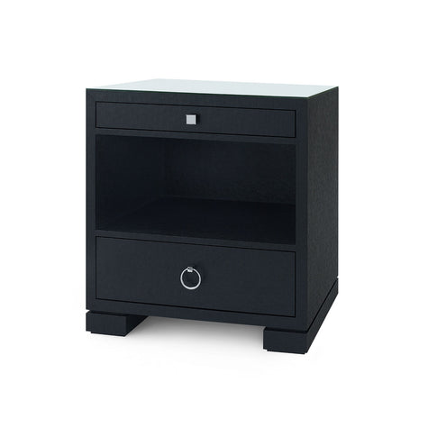 Villa & House Frances 2-Drawer Side Table with Glass Top