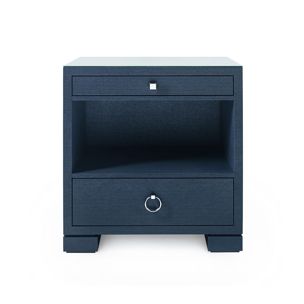 Villa & House Frances 2-Drawer Side Table with Glass Top