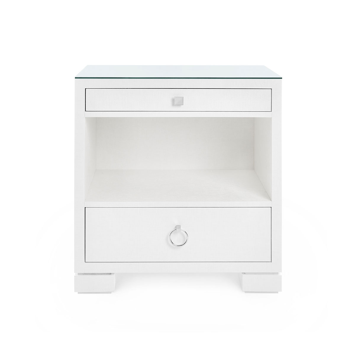 Villa & House Frances 2-Drawer Side Table with Glass Top