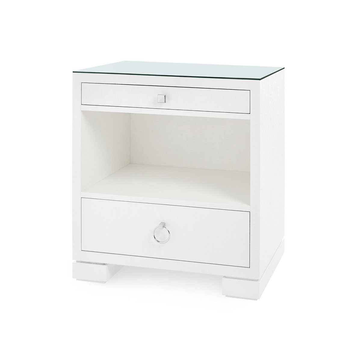 Villa & House Frances 2-Drawer Side Table with Glass Top