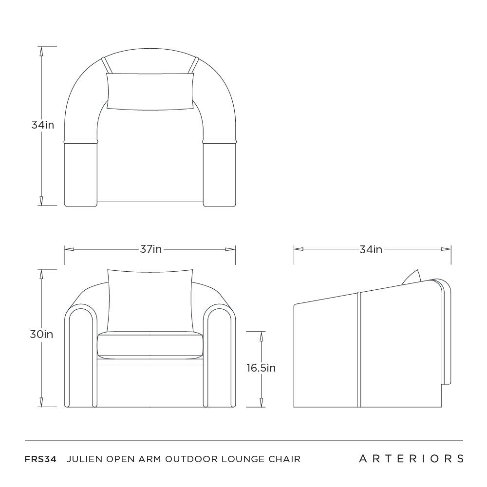Arteriors Julien Open Arm Outdoor Lounge Chair
