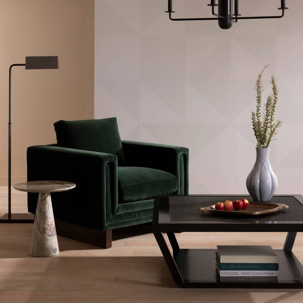 Arteriors Lovell Chair Forest Velvet Dark Walnut