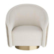 Arteriors Aljona Swivel Chair Cream Sherpa Oyster Leather