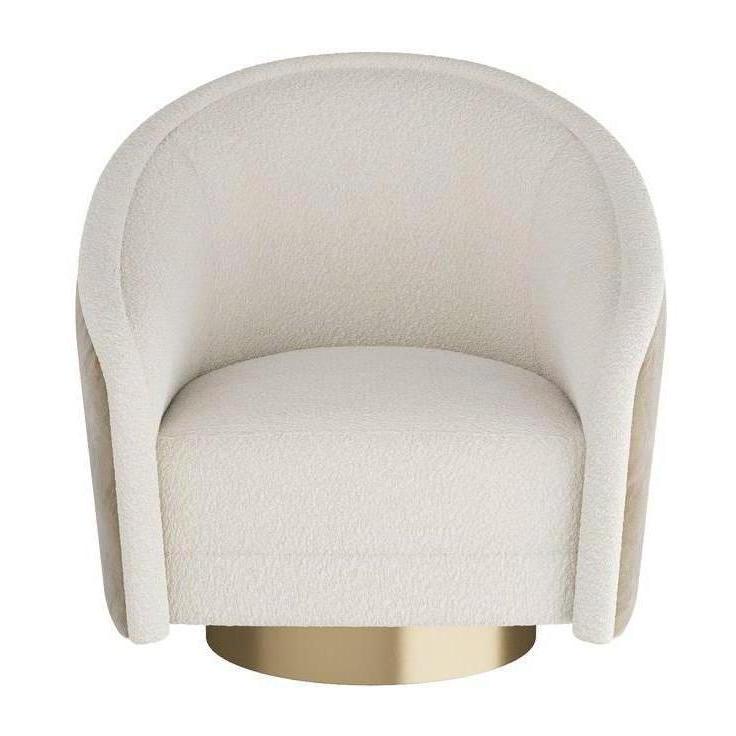 Arteriors Aljona Swivel Chair Cream Sherpa Oyster Leather