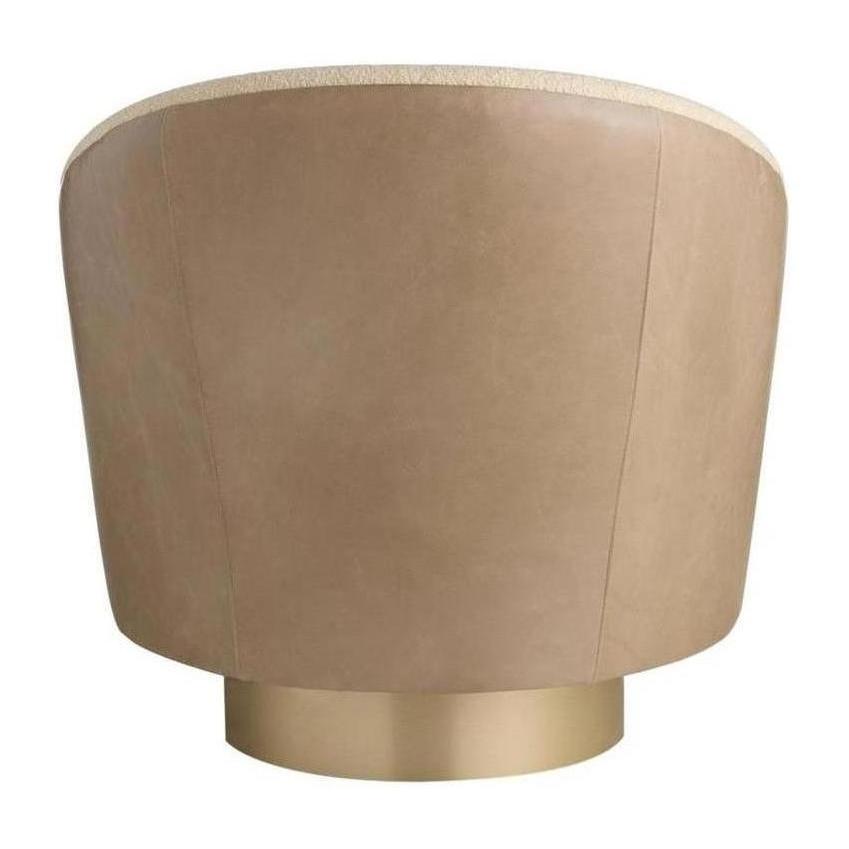 Arteriors Aljona Swivel Chair Cream Sherpa Oyster Leather