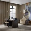 Arteriors Aljona Swivel Chair Cream Sherpa Oyster Leather