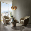 Arteriors Aljona Swivel Chair Cream Sherpa Oyster Leather